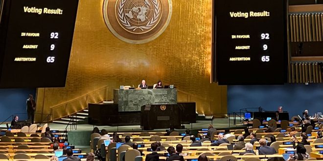UN General Assembly Demands Withdrawal of Israel from Occupied Syrian Golan