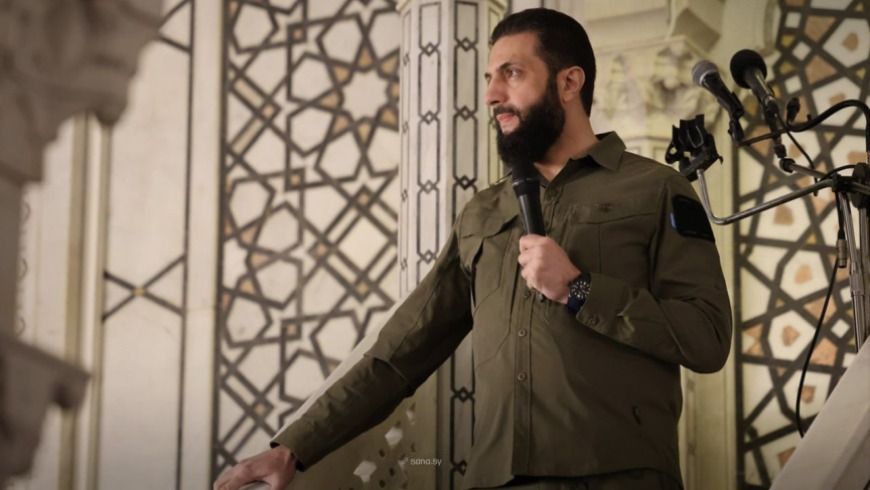 In His Symbolic ‘Victory Uniform,’ President al-Sharaa Declares from the Umayyad Mosque: “We Will Rebuild a Strong, Unified Syria from East to West”